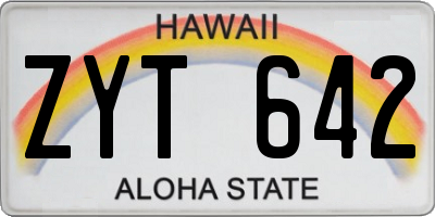 HI license plate ZYT642