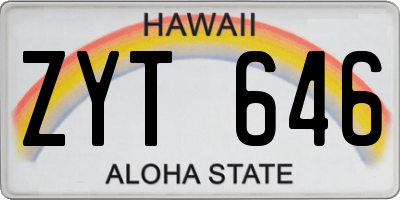 HI license plate ZYT646