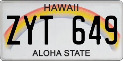 HI license plate ZYT649