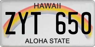 HI license plate ZYT650