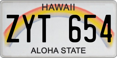 HI license plate ZYT654