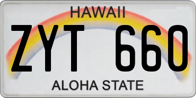 HI license plate ZYT660