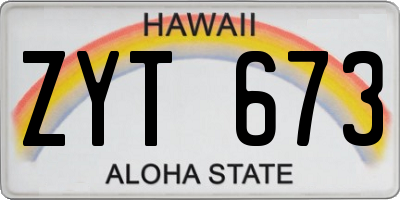 HI license plate ZYT673