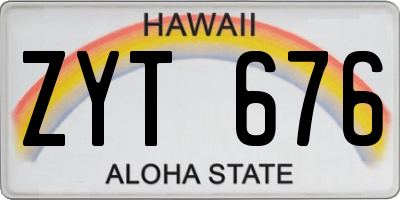 HI license plate ZYT676