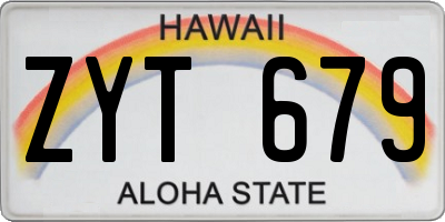 HI license plate ZYT679