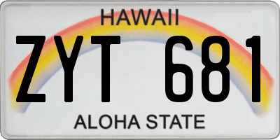 HI license plate ZYT681