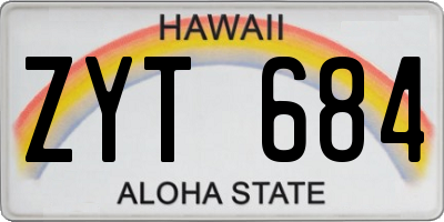 HI license plate ZYT684