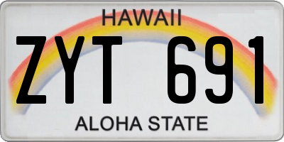HI license plate ZYT691
