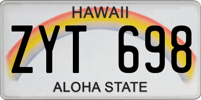 HI license plate ZYT698