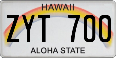 HI license plate ZYT700