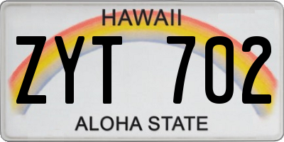 HI license plate ZYT702