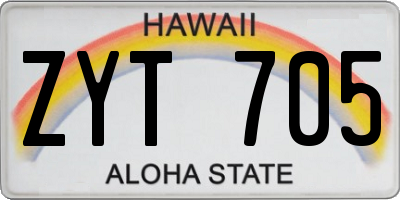 HI license plate ZYT705