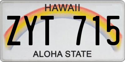HI license plate ZYT715