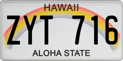 HI license plate ZYT716