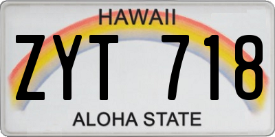 HI license plate ZYT718