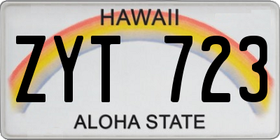 HI license plate ZYT723