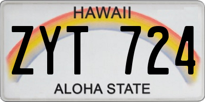 HI license plate ZYT724