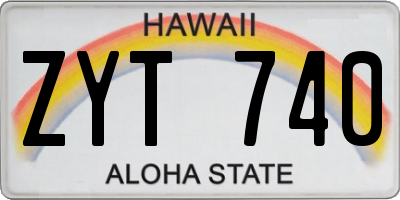 HI license plate ZYT740