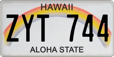 HI license plate ZYT744