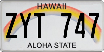 HI license plate ZYT747