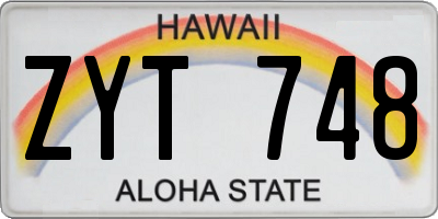 HI license plate ZYT748