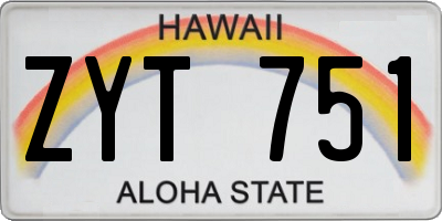 HI license plate ZYT751