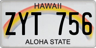 HI license plate ZYT756