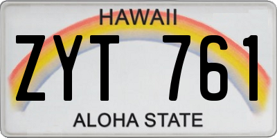 HI license plate ZYT761