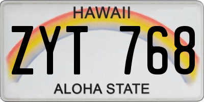HI license plate ZYT768