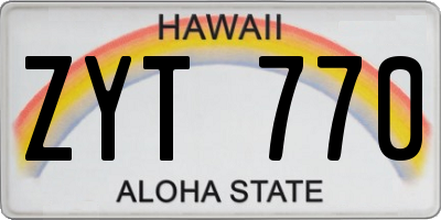 HI license plate ZYT770