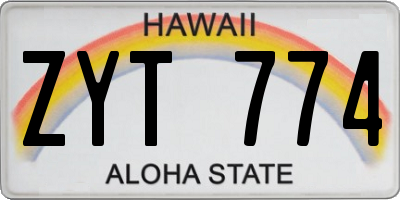 HI license plate ZYT774