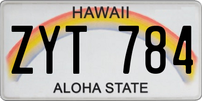 HI license plate ZYT784