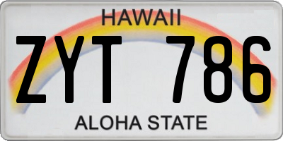 HI license plate ZYT786