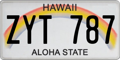 HI license plate ZYT787