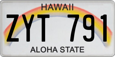HI license plate ZYT791