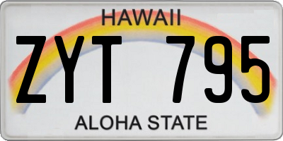 HI license plate ZYT795