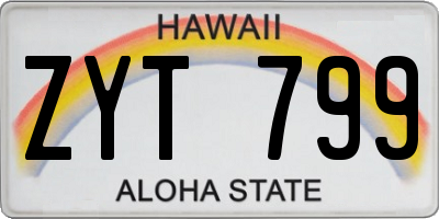 HI license plate ZYT799
