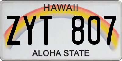 HI license plate ZYT807