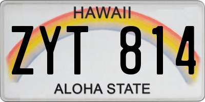 HI license plate ZYT814