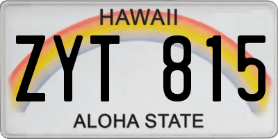 HI license plate ZYT815