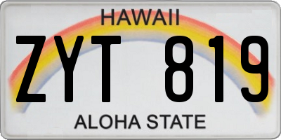 HI license plate ZYT819
