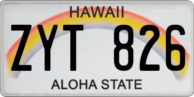 HI license plate ZYT826