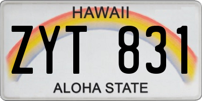 HI license plate ZYT831