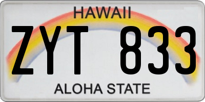 HI license plate ZYT833