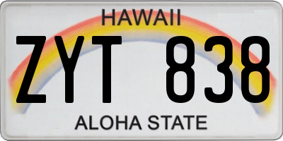 HI license plate ZYT838
