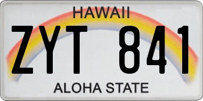 HI license plate ZYT841