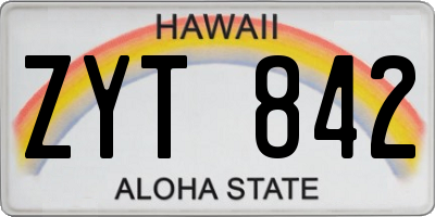 HI license plate ZYT842