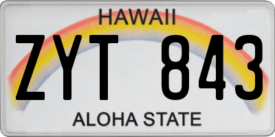HI license plate ZYT843