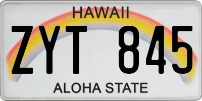 HI license plate ZYT845