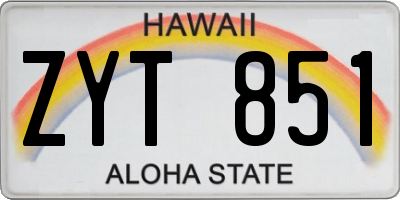 HI license plate ZYT851